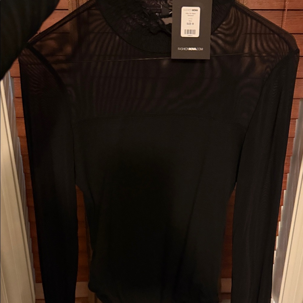 Fashion Nova Black Sheer Blouse